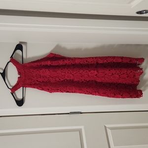 Lulu's Love Poem Wine Red Floral Lace Dress